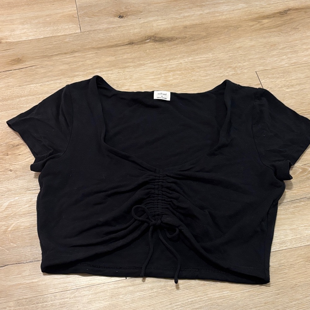 Wilfred Black Ruched Crop Top